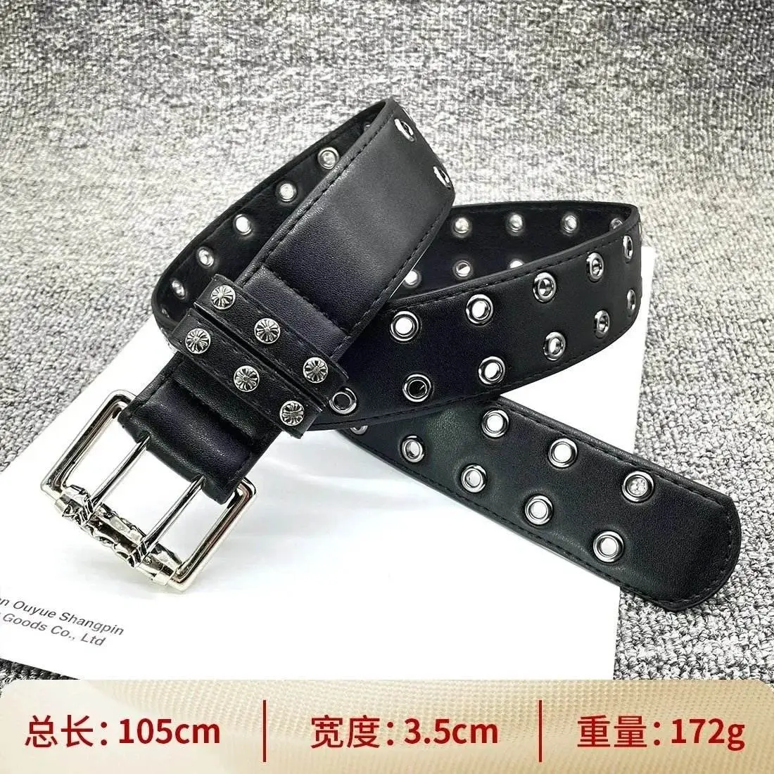 Cross nail double needle buckle 105cm cross waist belt