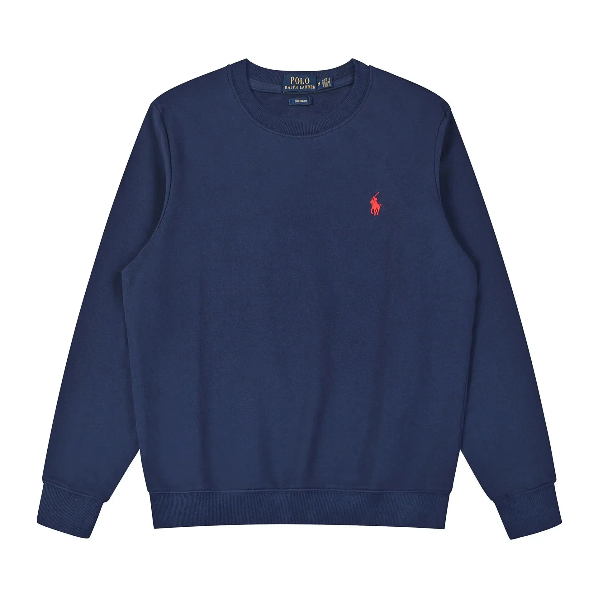 Round neck navy blue red logo
