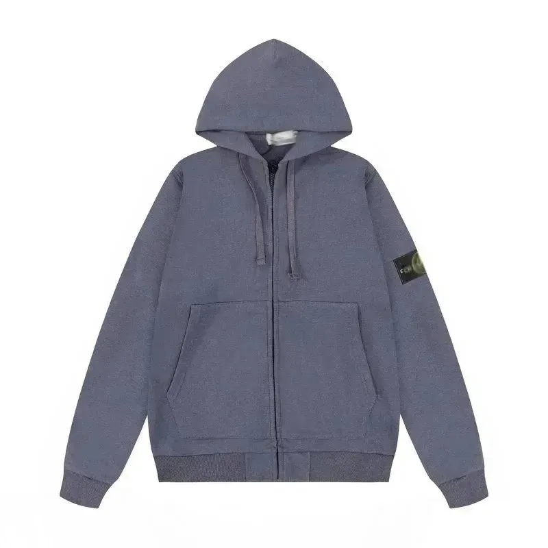 Grey blue cardigan hooded